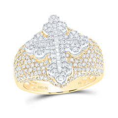14k Gold 2 CTW-Natural Diamond Men'S Cross Ring