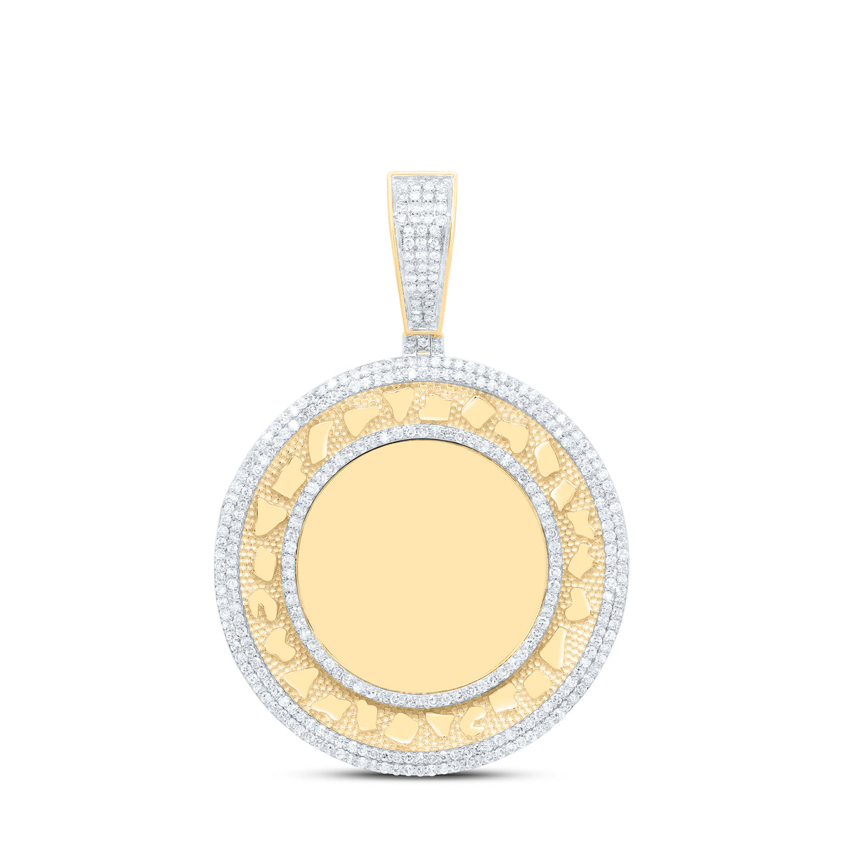 10k Gold 1 CTW-Natural Diamond Round Nugget Memory Mens Charm