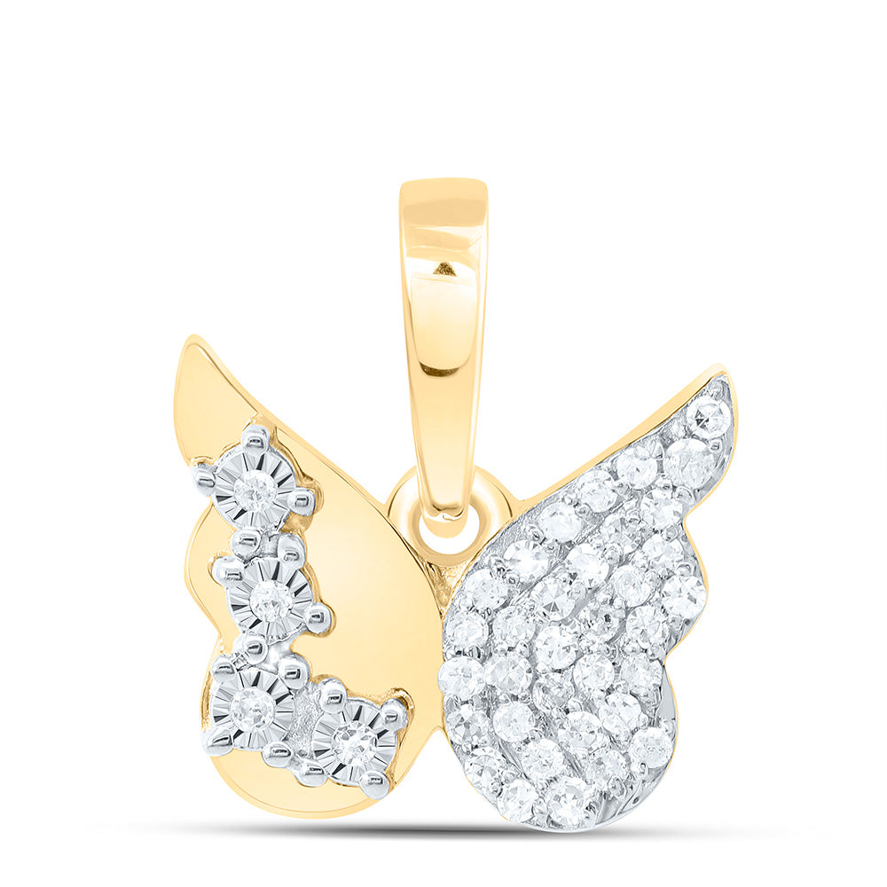 10k Gold 1/10 CTW-Natural Diamond Gift Butterfly Pendant