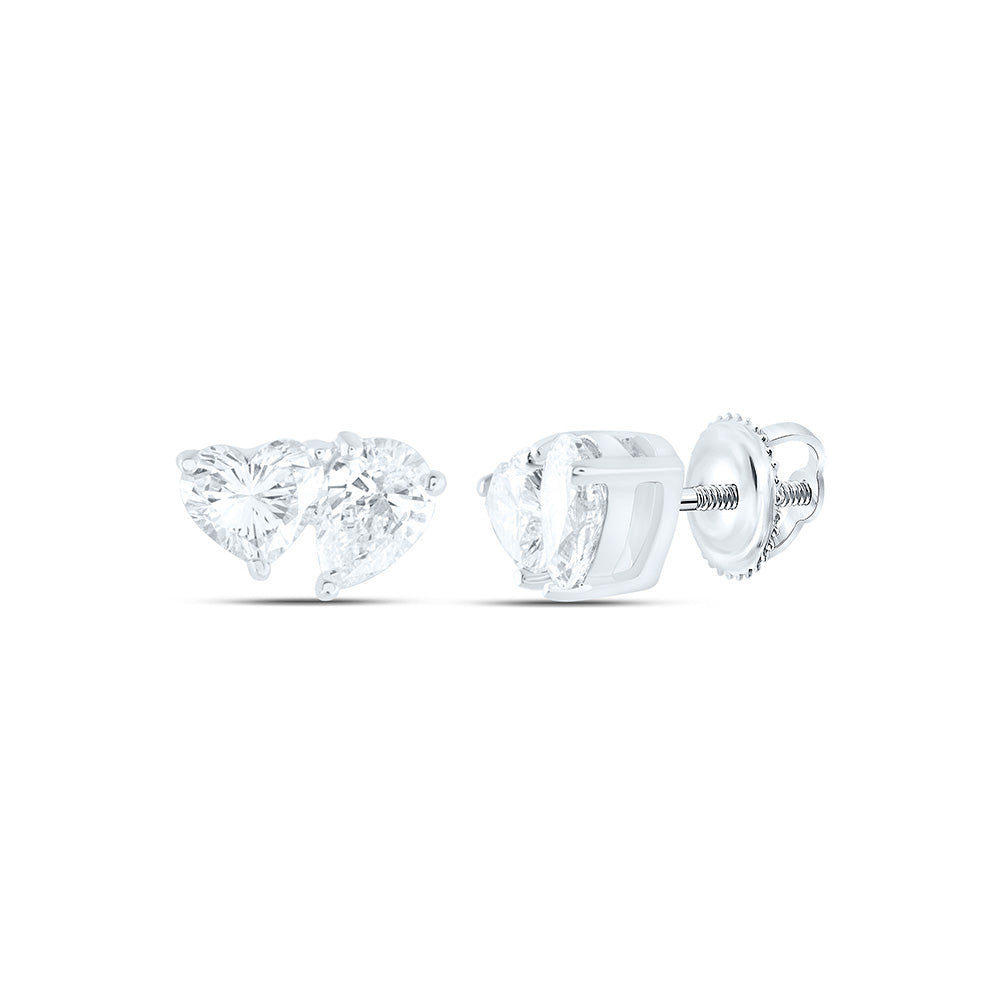 14k Gold 3/8 CTW-Natural Diamond I1-Ij 1/5 Ct-Cht, 1/5 Ct-Cps, 2 Stone Earring
