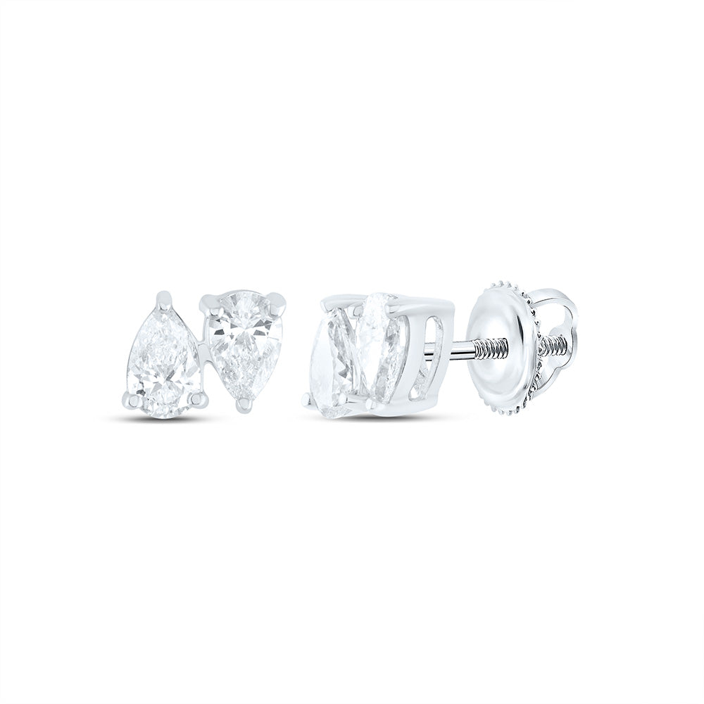 14k Gold 1 CTW-Natural Diamond I1-Ij 2 Stone Earring