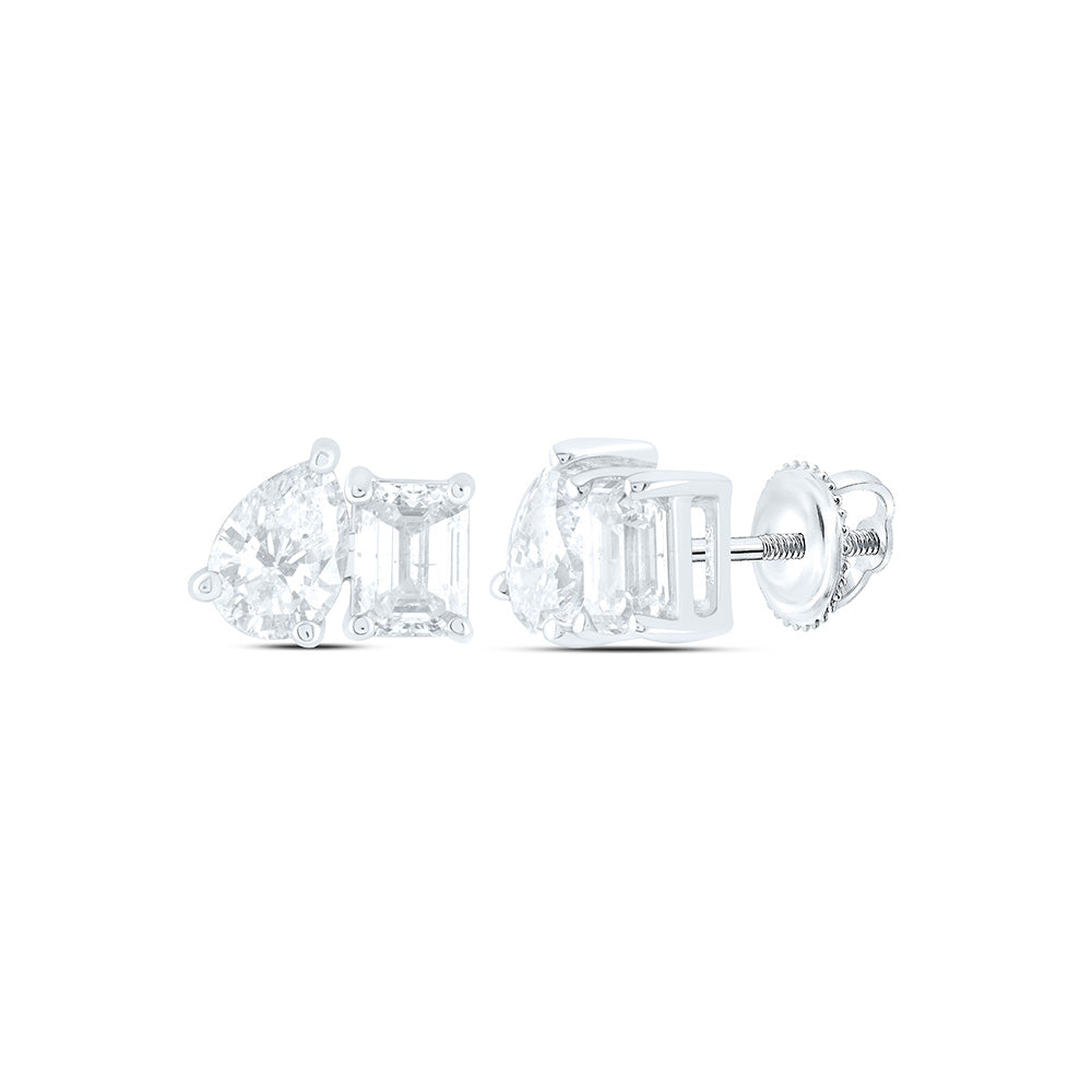 14k Gold 1 CTW-Natural Diamond I1-Ij 1/2 Ct-Cem, 1/2 Ct-Cps, 2 Stone Earring