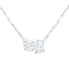 14k Gold 1/2 CTW-Natural Diamond I1-Ij 1/4 Ct-Crd, 1/4 Ct-Cps, 2 Stone Necklace (18 Inch )
