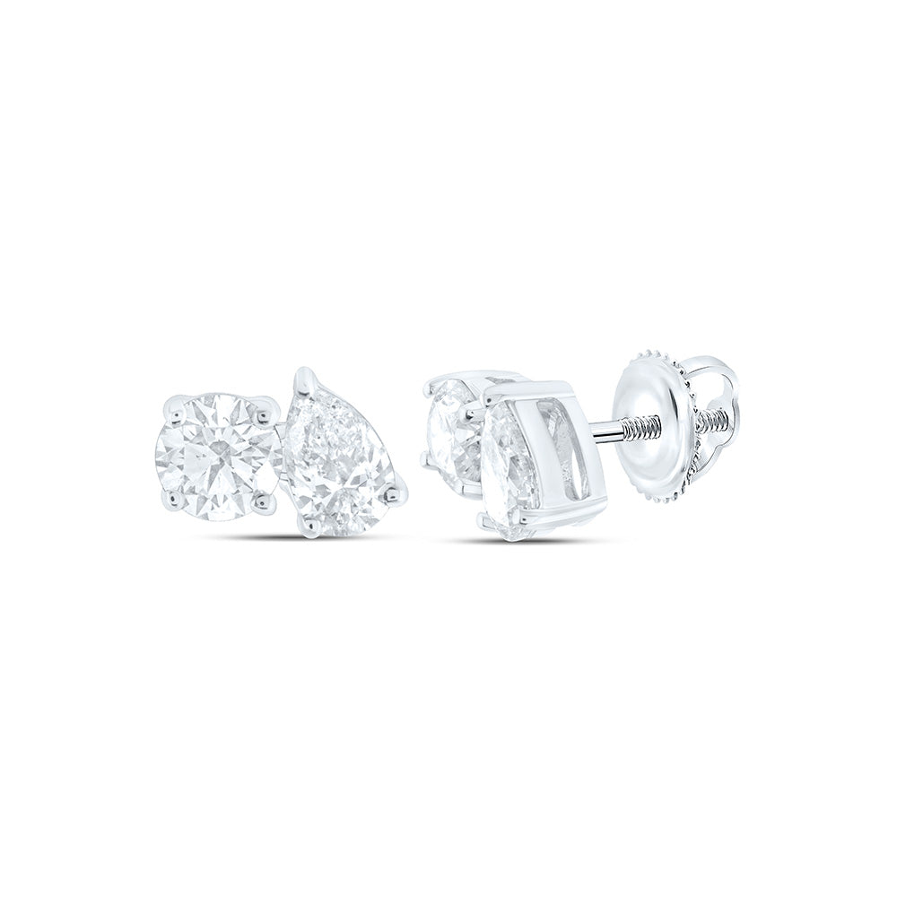 14k Gold 3/8 CTW-Natural Diamond I1-Ij 1/4 Ct-Crd, 1/5 Ct-Cps, 2 Stone Earring