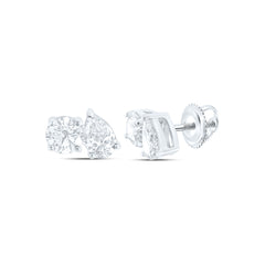 14k Gold 3/8 CTW-Natural Diamond I1-Ij 1/4 Ct-Crd, 1/5 Ct-Cps, 2 Stone Earring