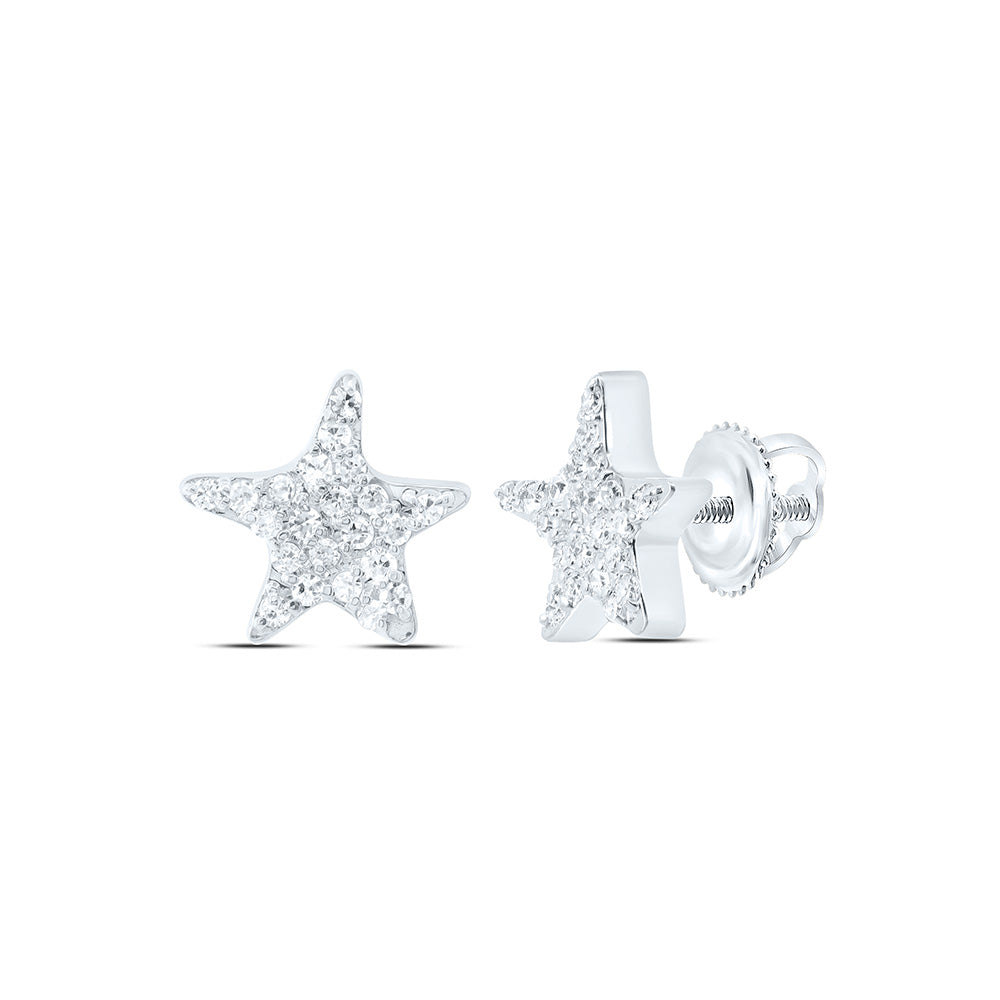 10k Gold 1/8 CTW-Natural Diamond Gift Star Earring