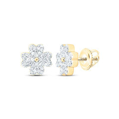 14k Gold 1/5 CTW-Natural Diamond Gift Heart Flower Earring