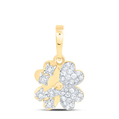 14k Gold 1/10 CTW-Natural Diamond Gift Heart Flower Pendant