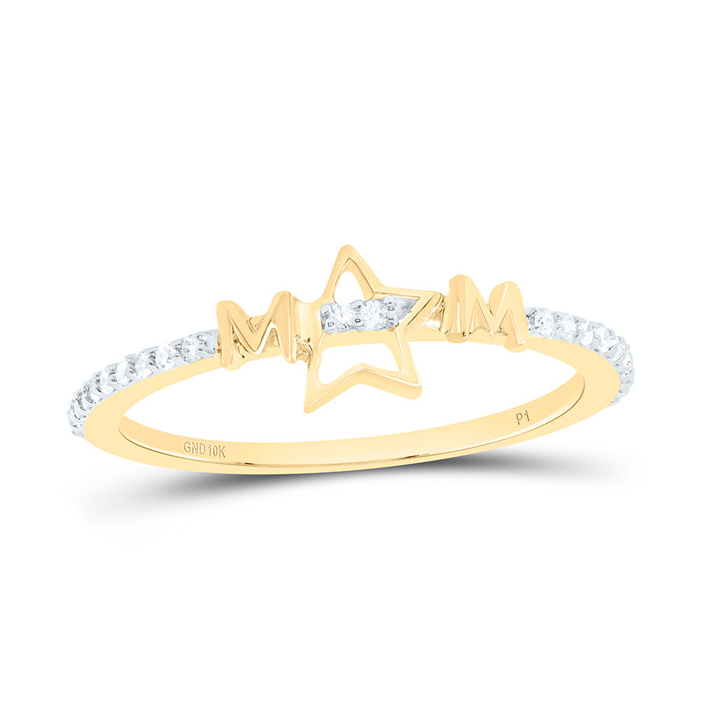10k Gold 1/10 CTW-Natural Diamond Gift "Mom" Star Ring