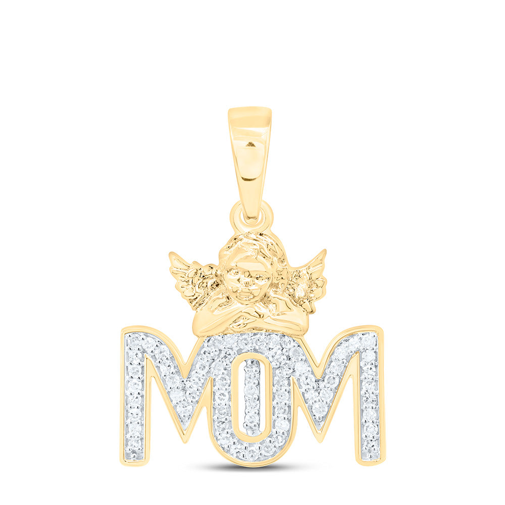 10k Gold 1/5 CTW-Natural Diamond Gift Angel "Mom" Pendant