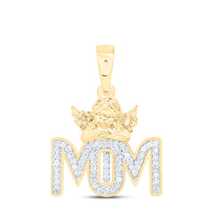 10k Gold 1/5 CTW-Natural Diamond Gift Angel "Mom" Pendant