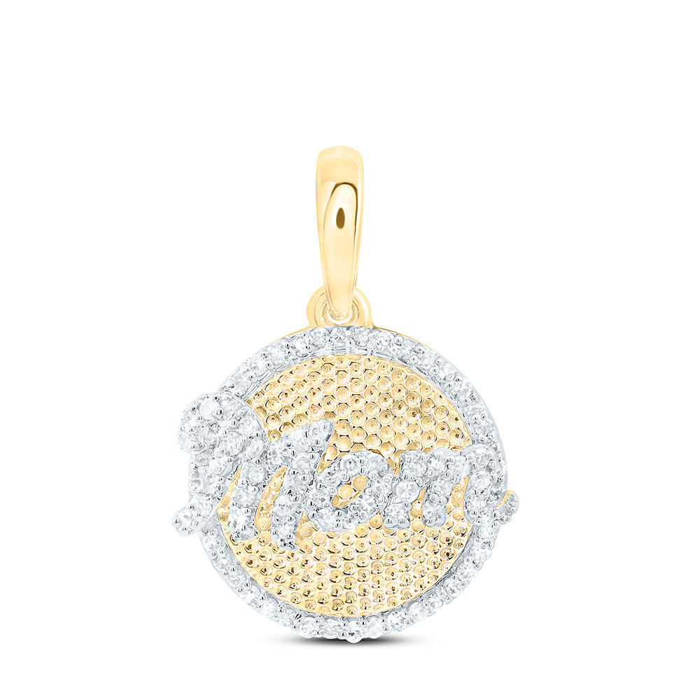 10k Gold 1/4 CTW-Natural Diamond Gift "Mom" Pendant