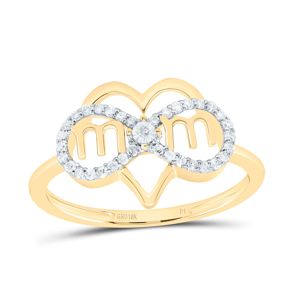 10k Gold 1/6 CTW-Natural Diamond Gift "Mom" Infinity Heart Ring