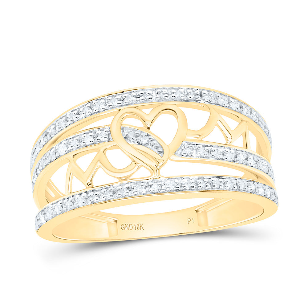 10k Gold 1/5 CTW-Natural Diamond Gift "Mom" Heart Ring