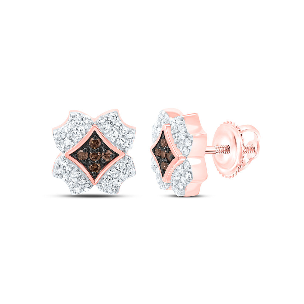 10k Gold 1/5 CTW-Natural Diamond Gift Cognac Natural Earring