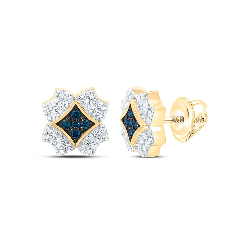10k Gold 1/5 CTW-Natural Diamond Gift Blue Diamond Earring
