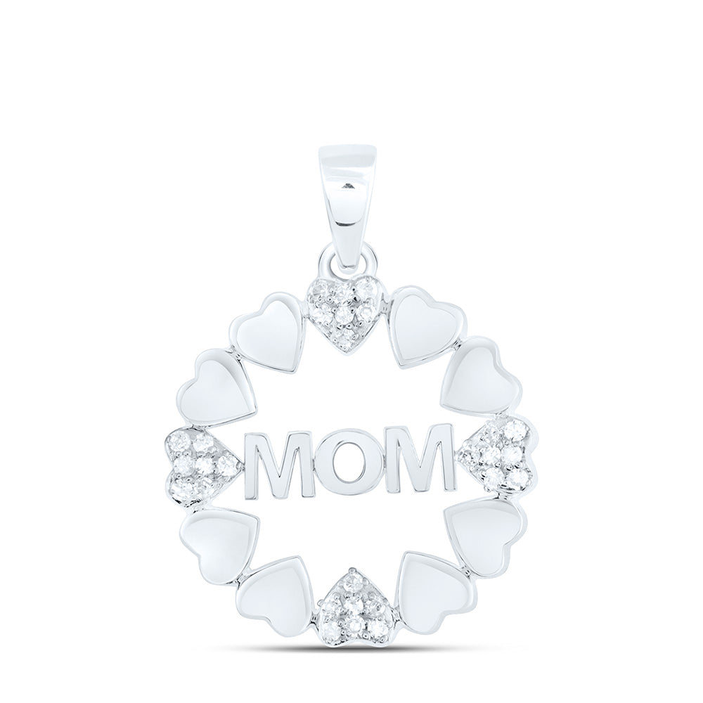 10k Gold 1/10 CTW-Natural Diamond Gift Heart "Mom" Pendant