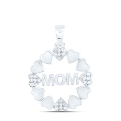 10k Gold 1/10 CTW-Natural Diamond Gift Heart "Mom" Pendant