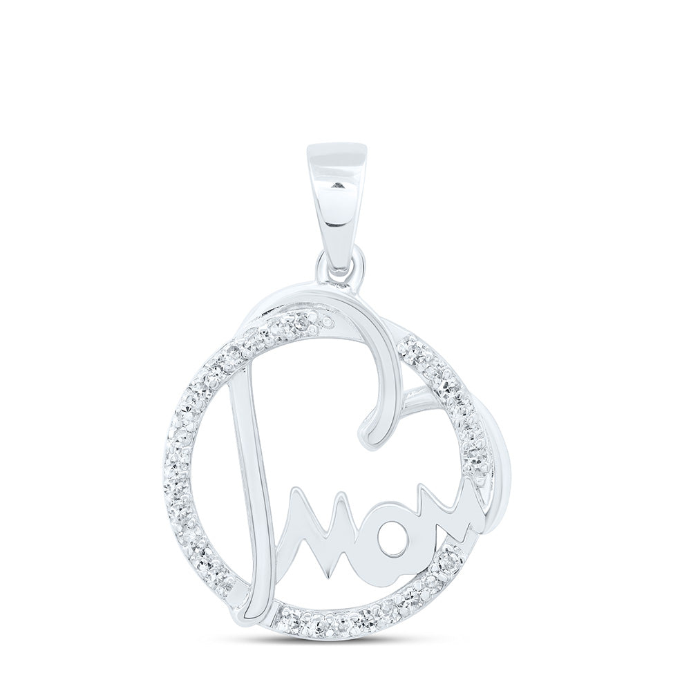 10k Gold 1/6 CTW-Natural Diamond Gift Heart "Mom" Pendant