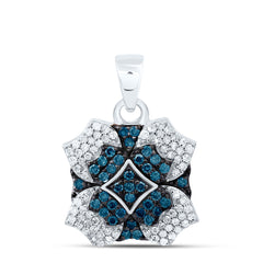 10k Gold 3/8 CTW-Natural Diamond Gift Blue Diamond Pendant