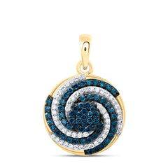 10k Gold 1/2 CTW-Natural Diamond Gift Blue Diamond Pendant