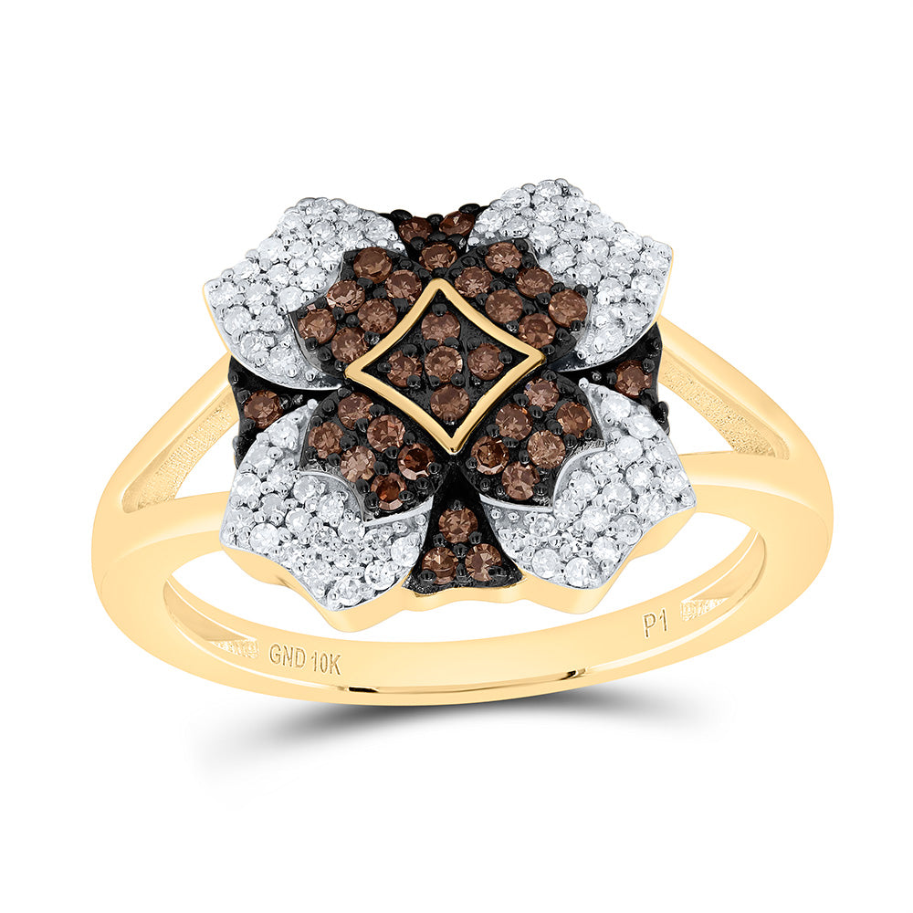 10k Gold 3/8 CTW-Natural Diamond Gift Cognac Natural Ring