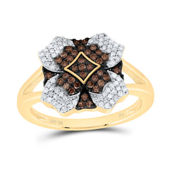 10k Gold 3/8 CTW-Natural Diamond Gift Cognac Natural Ring
