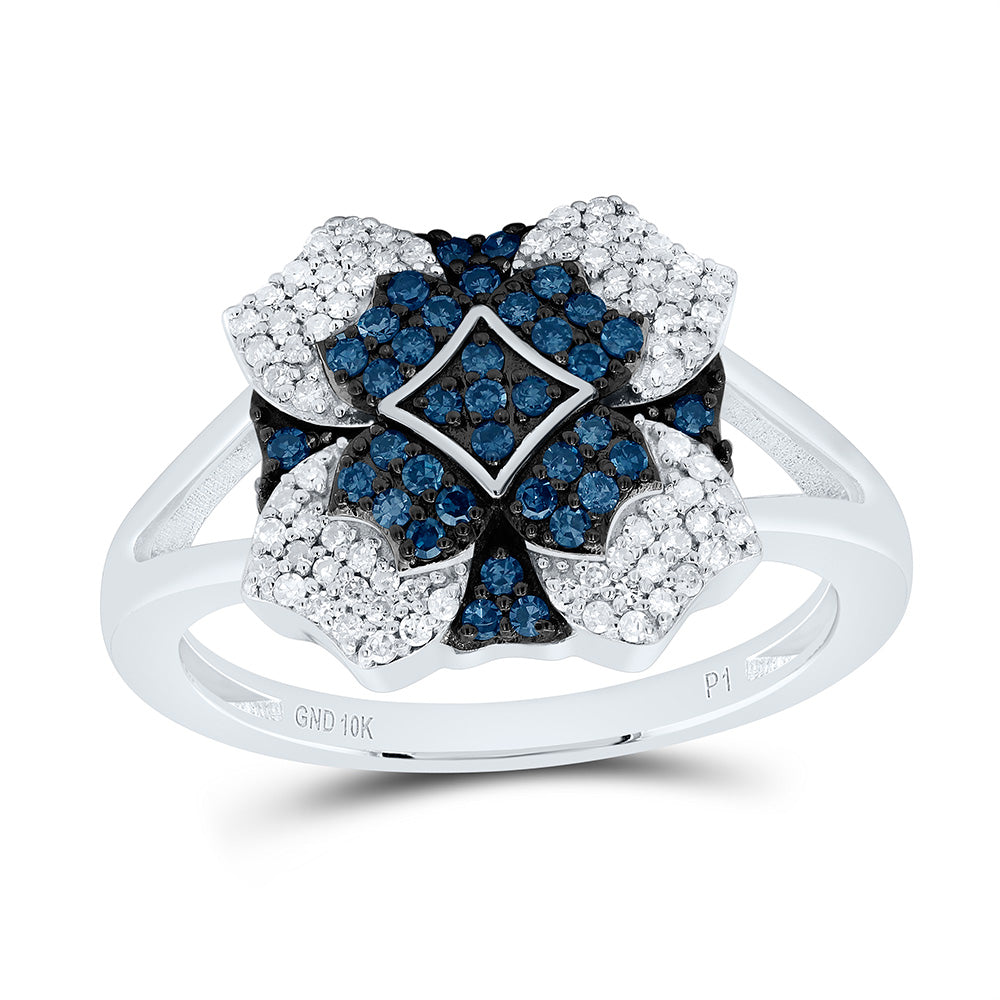 10k Gold 3/8 CTW-Natural Diamond Gift Blue Diamond Ring