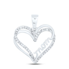 10k Gold 1/8 CTW-Natural Diamond Gift "Mom" Heart Pendant