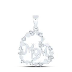 Sterling Silver 1/20 CTW-Natural Diamond Gift "Mom" Heart Pendant