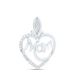 Sterling Silver 1/12 CTW-Natural Diamond Gift "Mom" Heart Pendant