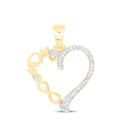 10k Gold 1/10 CTW-Natural Diamond Gift "Mom" Heart Pendant