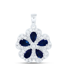 14k Gold 1/3 CTW-Natural Diamond 1 3/8 CTWpear-Bs Natural Gemstone Flower Pendant