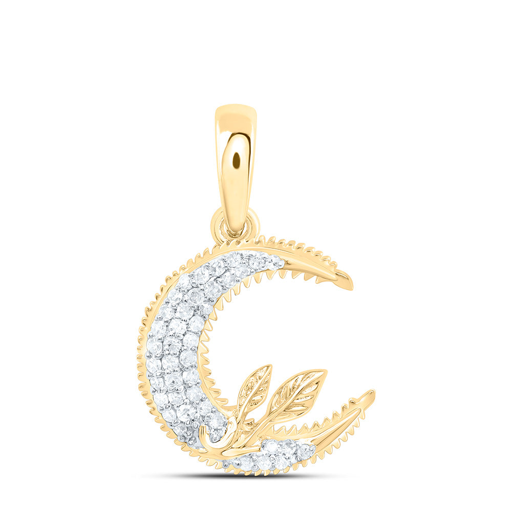 10k Gold 1/6 CTW-Natural Diamond Gift Moon Pendant