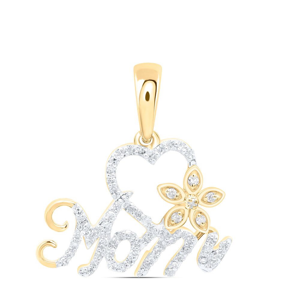 10k Gold 1/5 CTW-Natural Diamond Gift Heart "Mom" Pendant