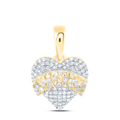 10k Gold 1/3 CTW-Natural Diamond Gift "Mom" Heart Pendant