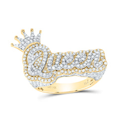 14k Gold 1 5/8 CTW-Natural Diamond Fashion "Queen" With Crown Ring
