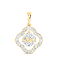 10k Gold 1/5 CTW-Natural Diamond Gift "Mom" Clover Pendant
