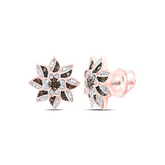 10k Gold 1/4 CTW-Natural Diamond Gift Cognac Natural Flower Earring