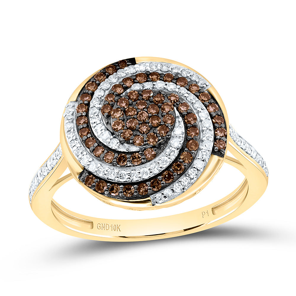 10k Gold 1/2 CTW-Natural Diamond Gift Cognac Natural Ring