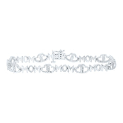 Sterling Silver 1/6 CTW-Natural Diamond Gift Heart "Mom" Bracelet (7Inch )
