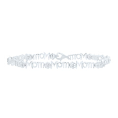 Sterling Silver 1/20 CTW-Natural Diamond Gift Flower "Mom" Bracelet (7Inch )