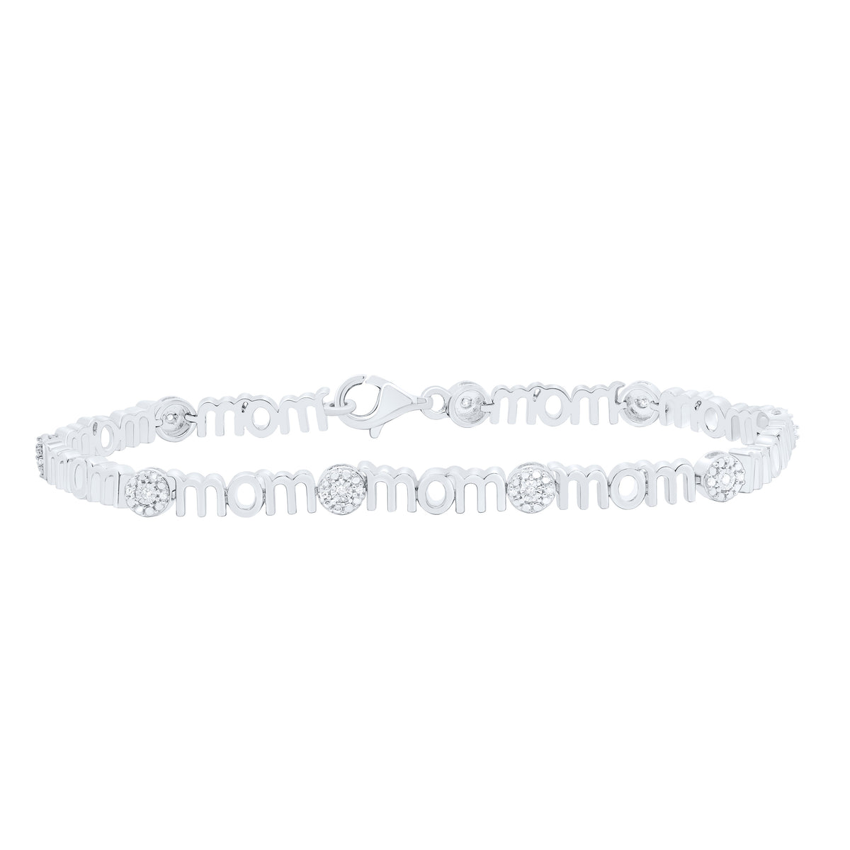 Sterling Silver 1/10 CTW-Natural Diamond Gift "Mom" Bracelet (7Inch )