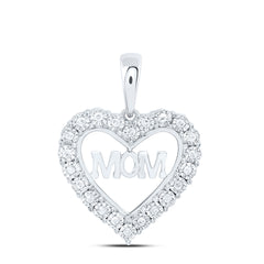 Sterling Silver 1/10 CTW-Natural Diamond Gift "Mom" Heart Fanuk Pendant