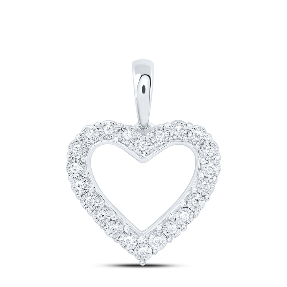 Sterling Silver 1/10 CTW-Natural Diamond Gift Heart Fanuk Pendant