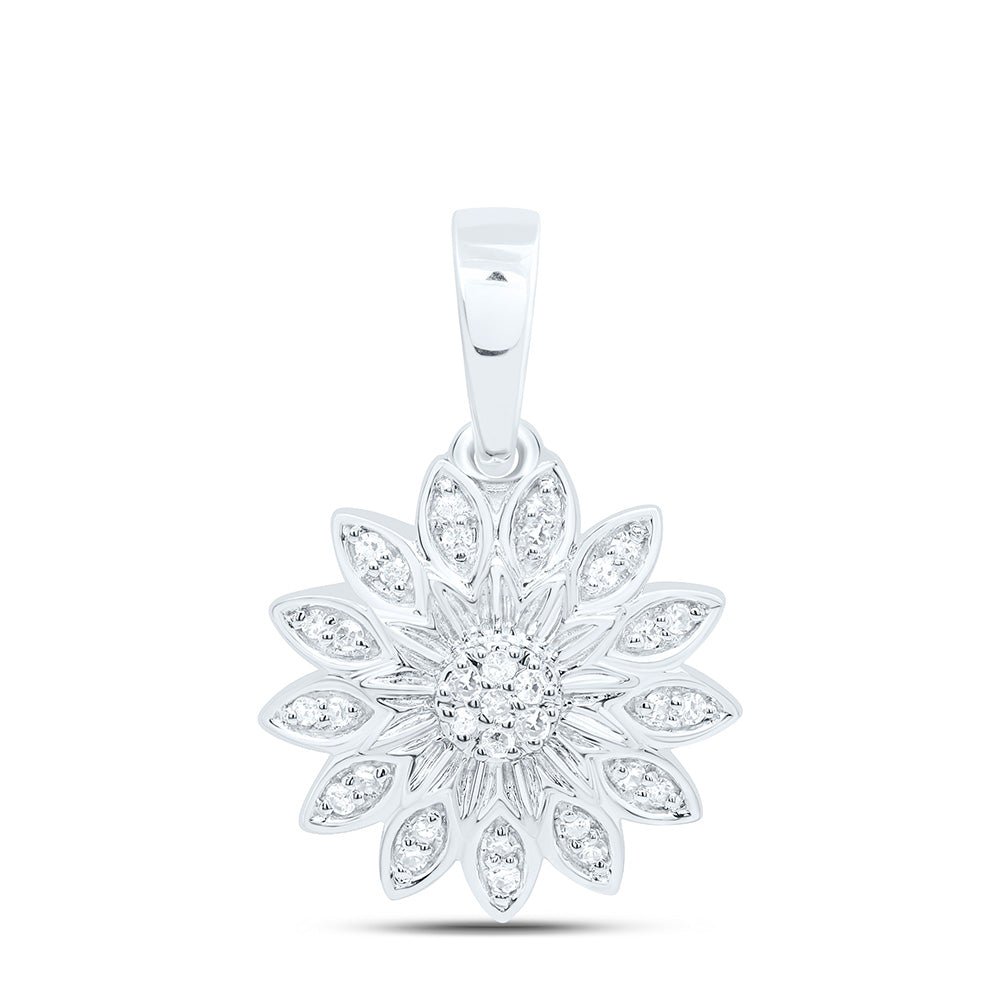 10k Gold 1/10 CTW-Natural Diamond Gift Flower Pendant