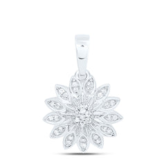 10k Gold 1/10 CTW-Natural Diamond Gift Flower Pendant