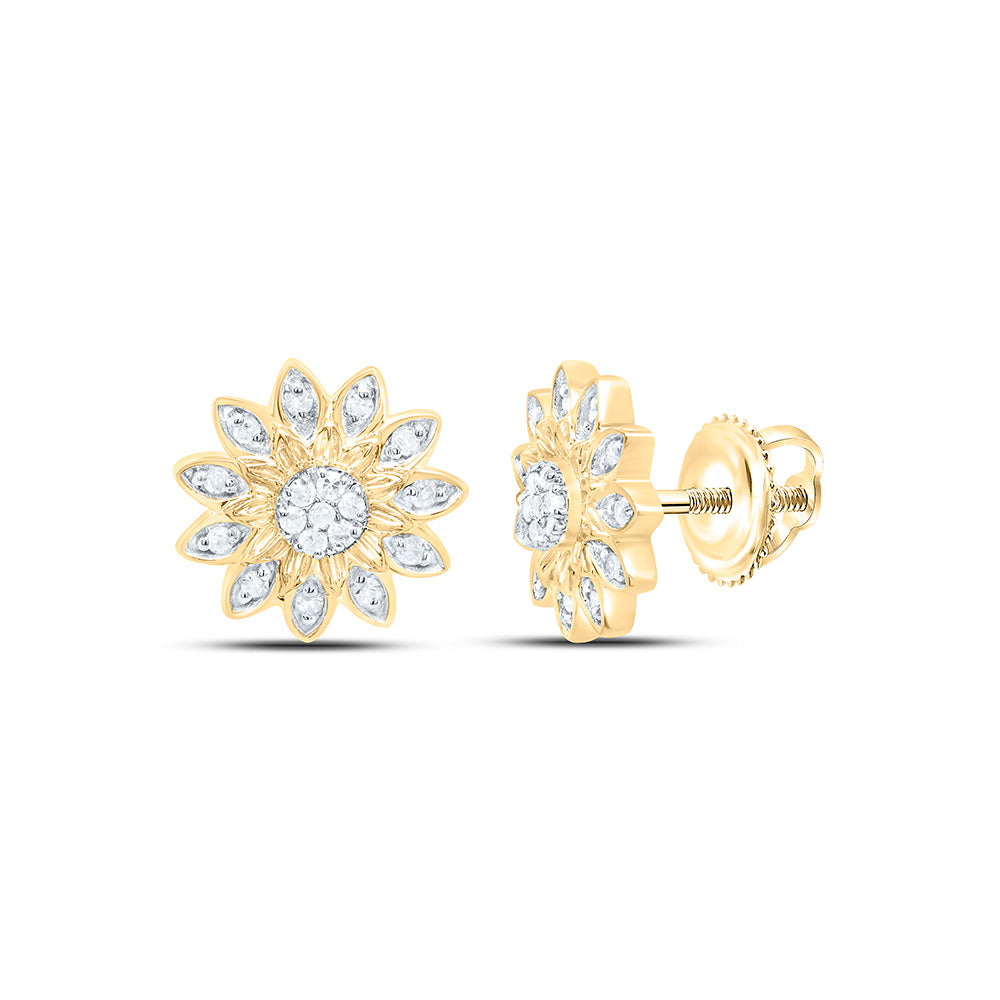 10k Gold 1/10 CTW-Natural Diamond Gift Flower Earring