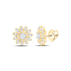 10k Gold 1/10 CTW-Natural Diamond Gift Flower Earring