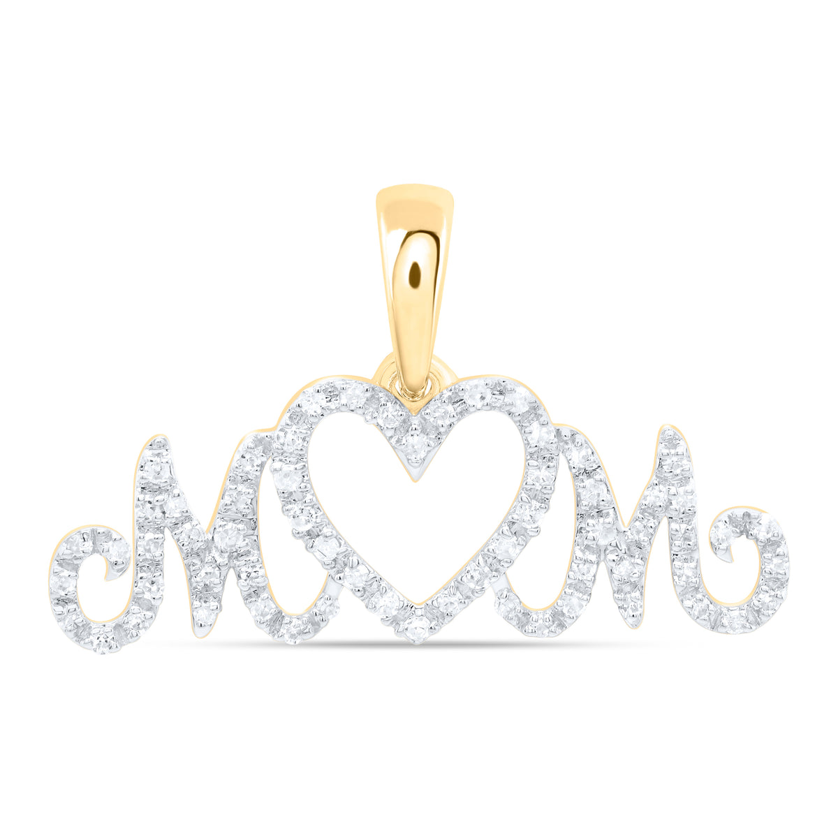 10k Gold 1/5 CTW-Natural Diamond Gift "Mom" Heart Pendant